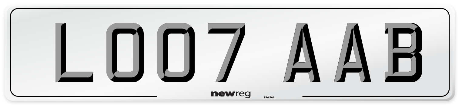 LO07 AAB Number Plate from New Reg